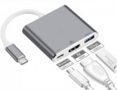 Ադապտոր Type-C ից HDMI (F) + USB 3.0 + USB-C port HUB 4K