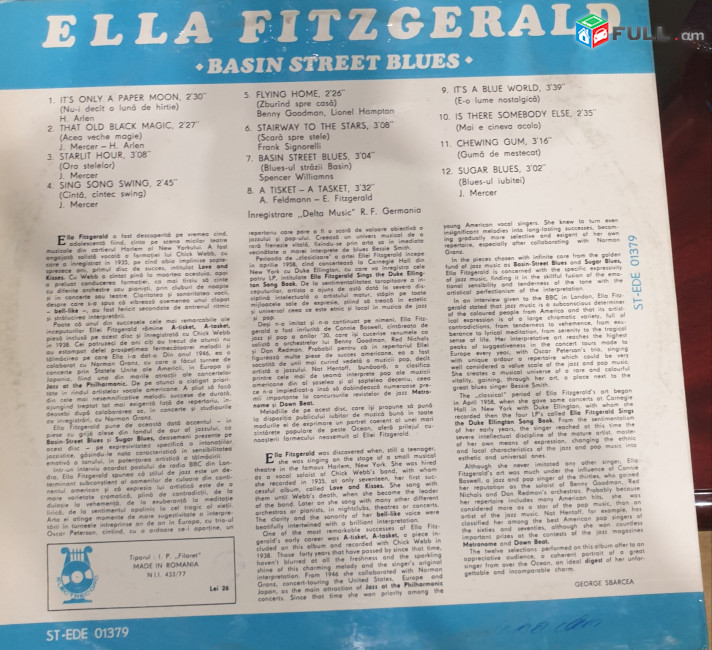Ella Fitzgerald -Basin street blues -Vinyl