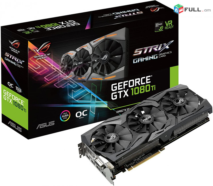 ASUS ROG-STRIX-GTX1080TI-O11G-GAMING GeForce 11GB OC Edition VR Ready Overclocked PC GDDR5X Graphics Card