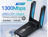 USB 3.0 WiFi ադապտեր WiFi 5 dual band 2G + 5G 1300Mb/s, MU-MIMO