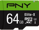 PNY Elite-X 64 ԳԲ microSDXC քարտ ադապտերով