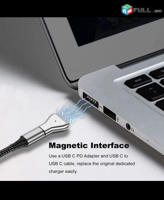Portable Magnetic USB C Charge Converter PD Quick Charging Adapter For Type-C Female to Magsafe 2 MacBook Air