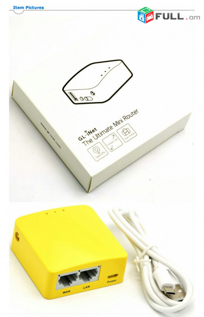 OpenWRT WiFi + USB 128MB ROUTER GL.iNet mini MT300N SMART роутер ռաութեր open WRT OS