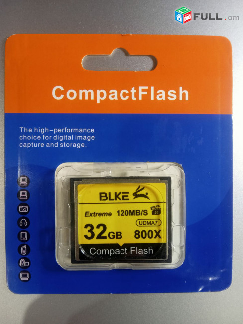 CF CARD 32GB 800X Compact Flash BLKE Extreme Կոմպակտ ֆլեշ  NICON CANON, MERCEDS, NISSAN