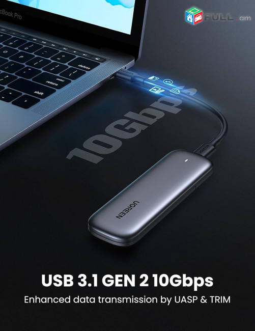UGREEN M.2 NVMe SSD Enclosure USB C 3.1 Gen 2 to M-Key M&B-Key NVMe PCIe 10Gbps External Enclosure Thunderbolt 3 Compatible with MacBook Pro WD Samsung Toshiba 2230 2242 2260 2280 NVMe PCIe SSD