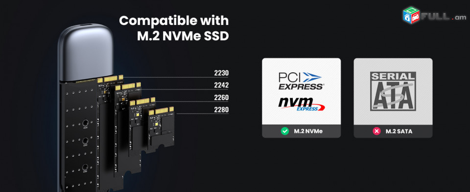 UGREEN M.2 NVMe SSD Enclosure USB C 3.1 Gen 2 to M-Key M&B-Key NVMe PCIe 10Gbps External Enclosure Thunderbolt 3 Compatible with MacBook Pro WD Samsung Toshiba 2230 2242 2260 2280 NVMe PCIe SSD