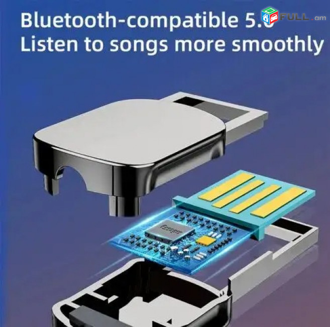 Bluetooth-адаптер Essager Bluetooth 5.0 автомобильный приемник AUX с микрофоном (EB01) EBTEB01-JS0A