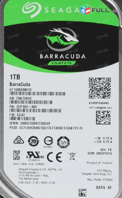 HDD  1 ТБ Жесткий диск Seagate BarraCuda [ST1000DM010] ՊԱՀԵՍՏԱՄԱՍ 