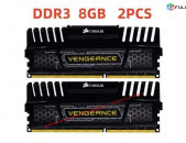 Vengeance DDR3 16Gb (2x8Gb) 1600 MHz օպերատիվ հիշողություն ՆՈՐ + երաշխիք Оперативная память озу RAM
