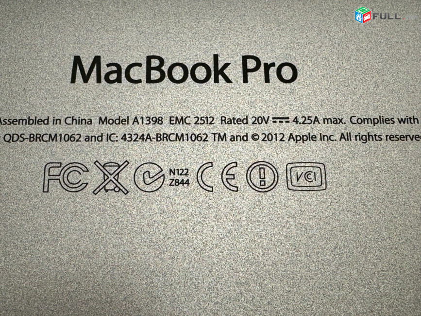 Աննախադեպ գին MacBook Pro A1398 EMC2512 Core i7 2.7 15" Retina 2012 2.7 GHz  (I7-3820QM) 8GB 1TB SSD