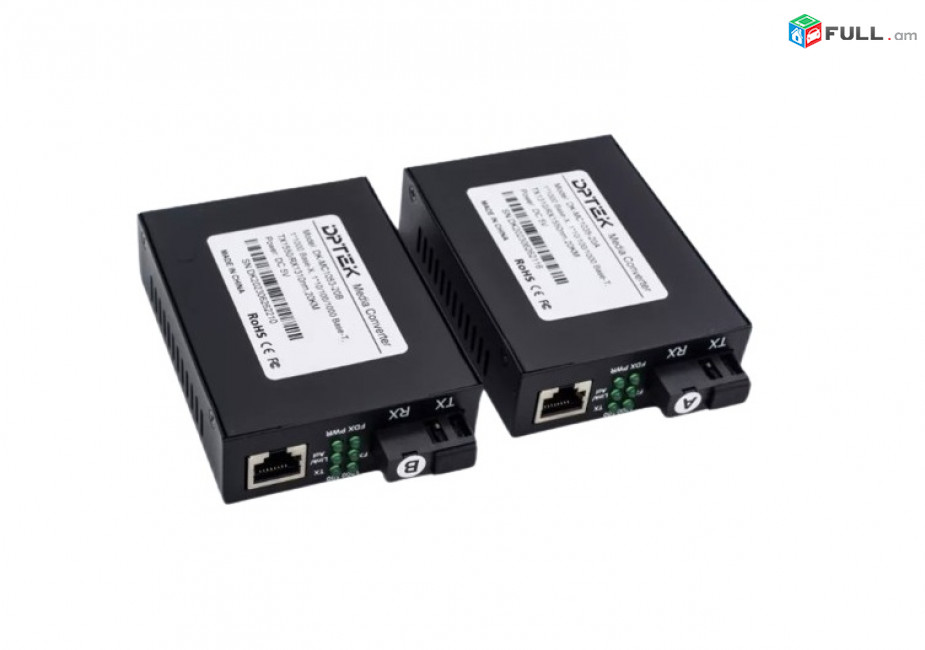 Медиаконвертер 2шт.А и В 10/100/1000Mb Ethernet Media Converter Կոնվերտր, Fiber Transceiver գիգաբիթ կոնվերտր