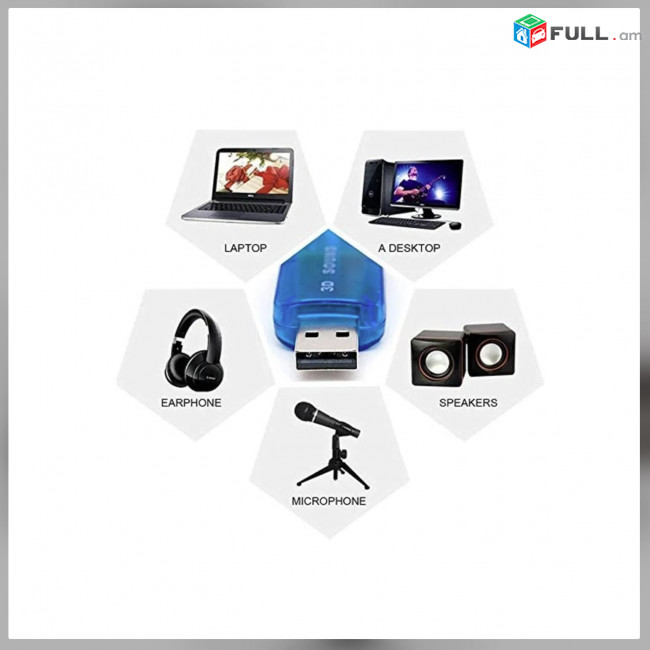 USB2.0 Sound Card 2.0 & 5.1 channel - Ձայնային քարտ - звуковая карта