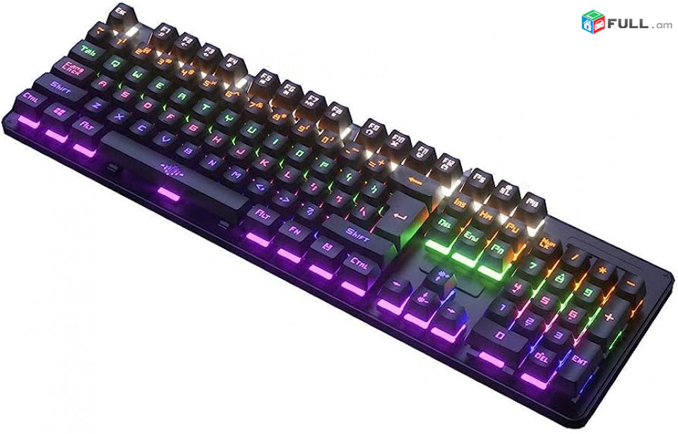 K30 USB Wired Gaming Mechanical Keyboard 104 Keys NKRO Luminous Blue Switch RGB Backlit Keyboard