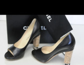 Original Chanel Pumps Օրիգինալ Շանել  կրունկով սև կանացի կոշիկներ 38 մաքուր կաշի 